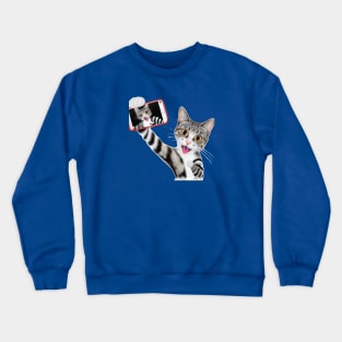 cat taking a selfie Crewneck Sweatshirt